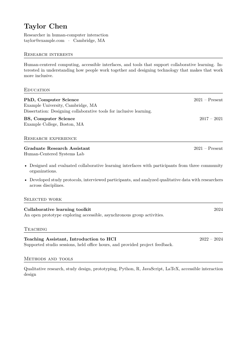 Academic resume template