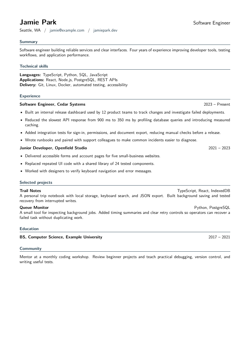 Compact Technical resume template