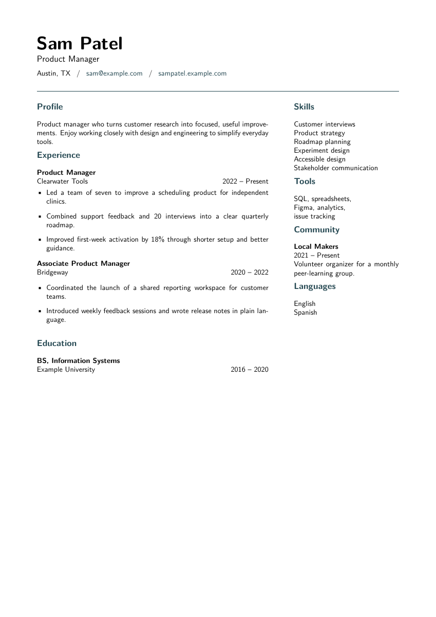 Two Column resume template